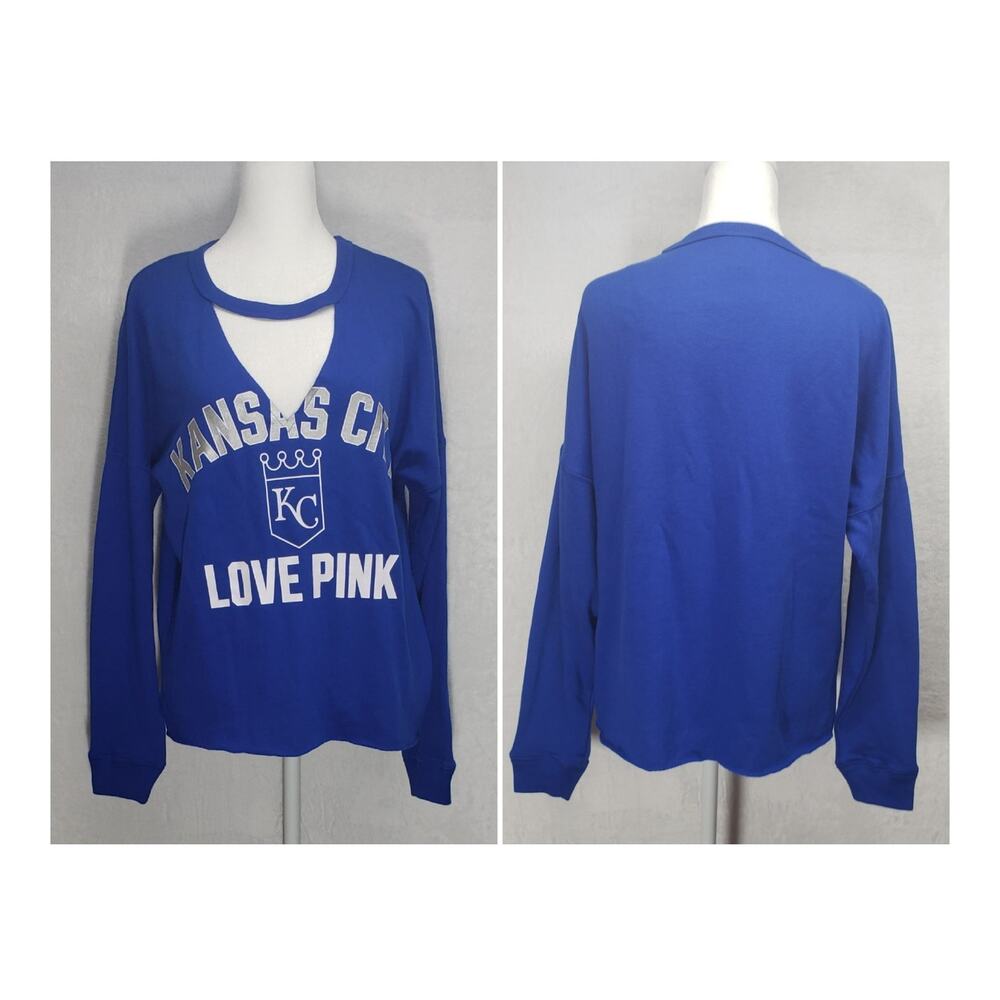 VS PINK Kansas City Royals Sweatshirt XS Cobalt Blue Gameday Crew MLB KC